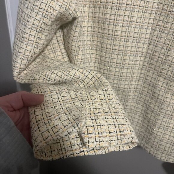 Zara cropped exaggerated shoulders tweed raw collar blazer NWT L - Picture 10 of 10